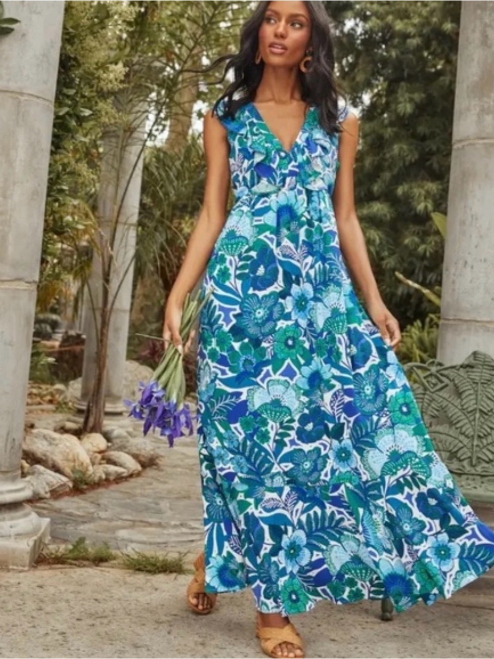 NWT Sugarlips Andretta Floral Bayla Ruffle maxi dress